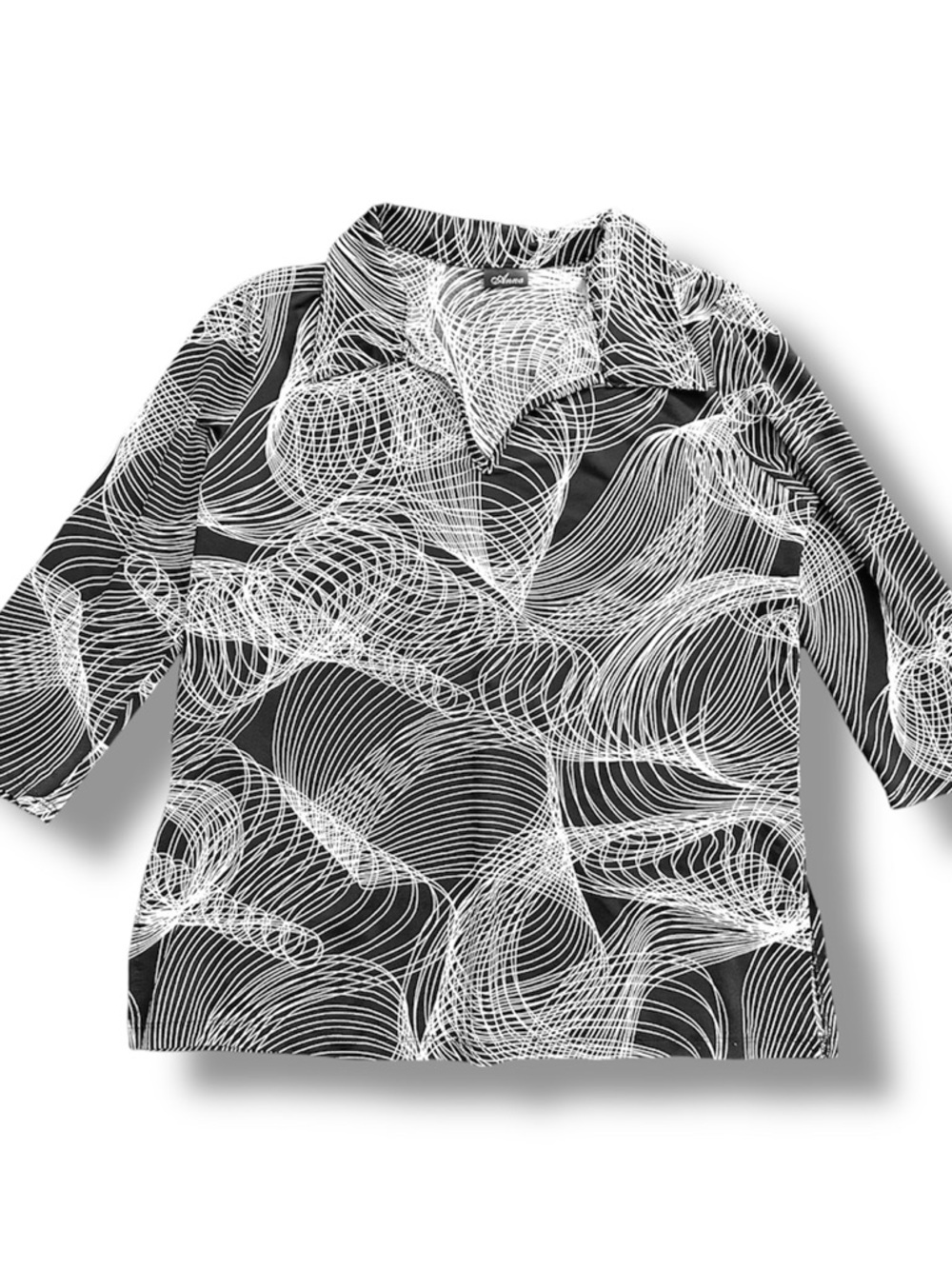 Anna Black and White Abstract Swirl Blouse